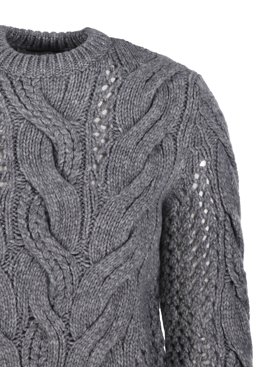 Sportmax Wool-blend Crewneck Sweater With Braids In Gray