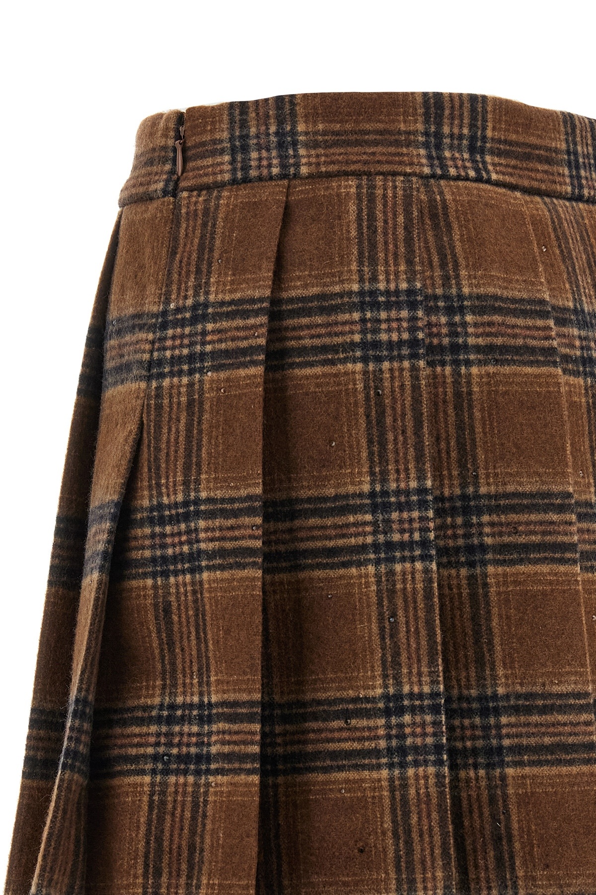 Giuseppe Di Morabito Tartan Skirt With Pleats And Embellishments In Brown