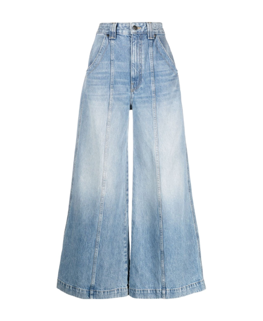 Khaite Faded High-rise Wide-leg Jeans In Blue