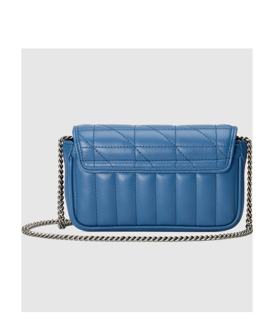 Gucci Mini Leather Gg Marmont Shoulder Bag In Blue