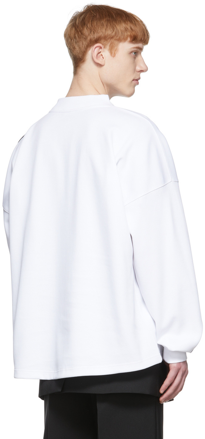 We11 Done V-collar Color Long-sleeved T-shirt In White