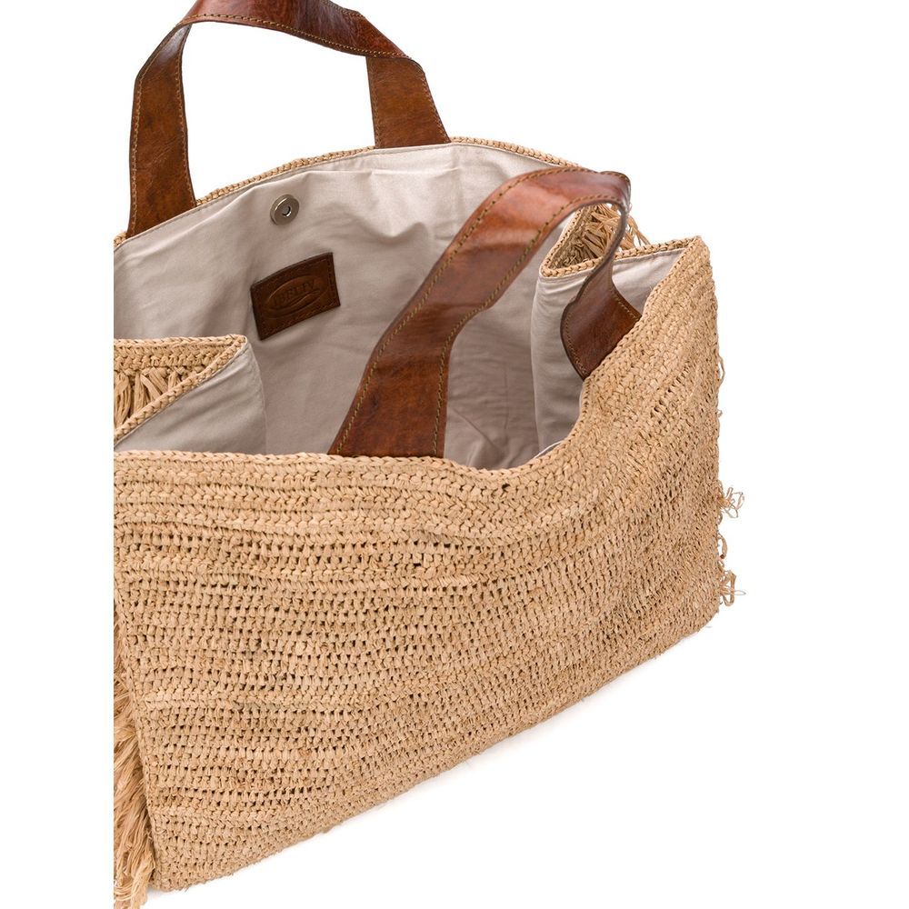 IBELIV IBELIV ONJA FRINGE RAFFIA TOTE BAG