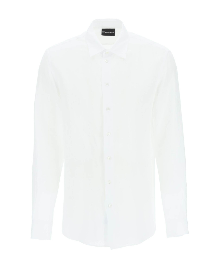 EMPORIO ARMANI LONG-SLEEVED LINEN SHIRT