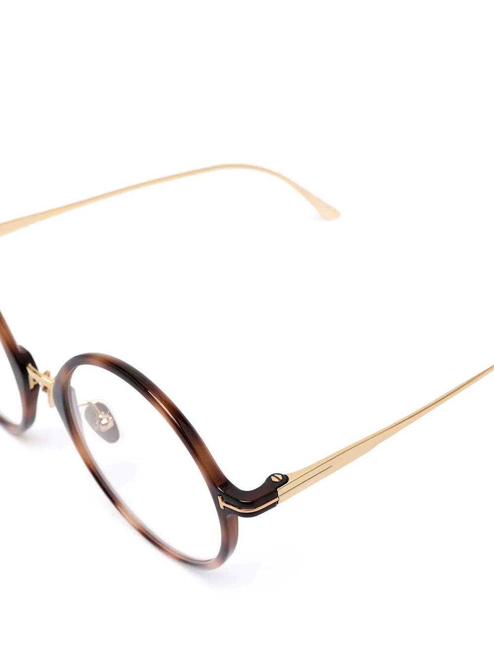 Tom Ford Ft5703b Round-frame Glasses In Nude