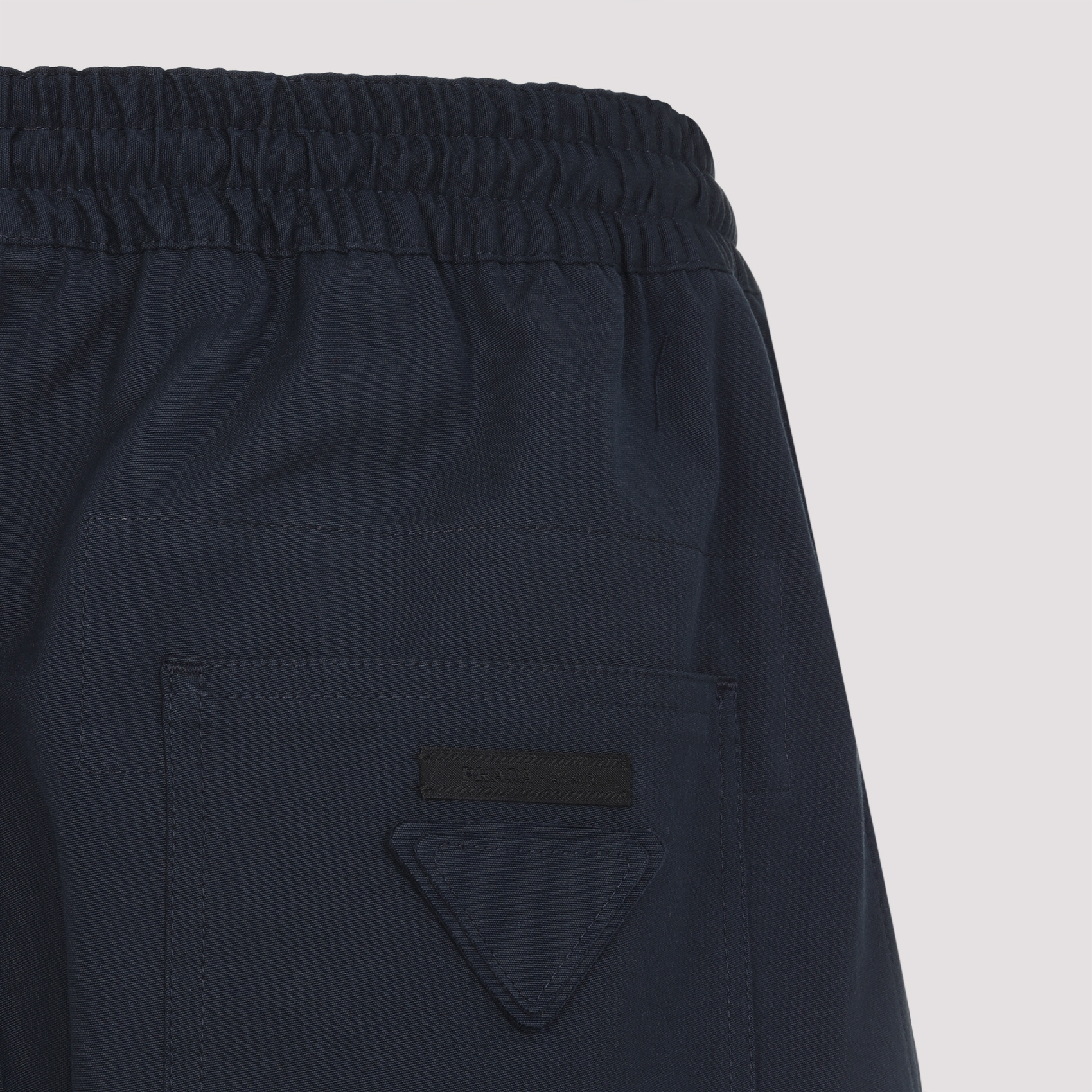Prada Cotton Straight Leg Trousers With Elastic Waistband In Blue