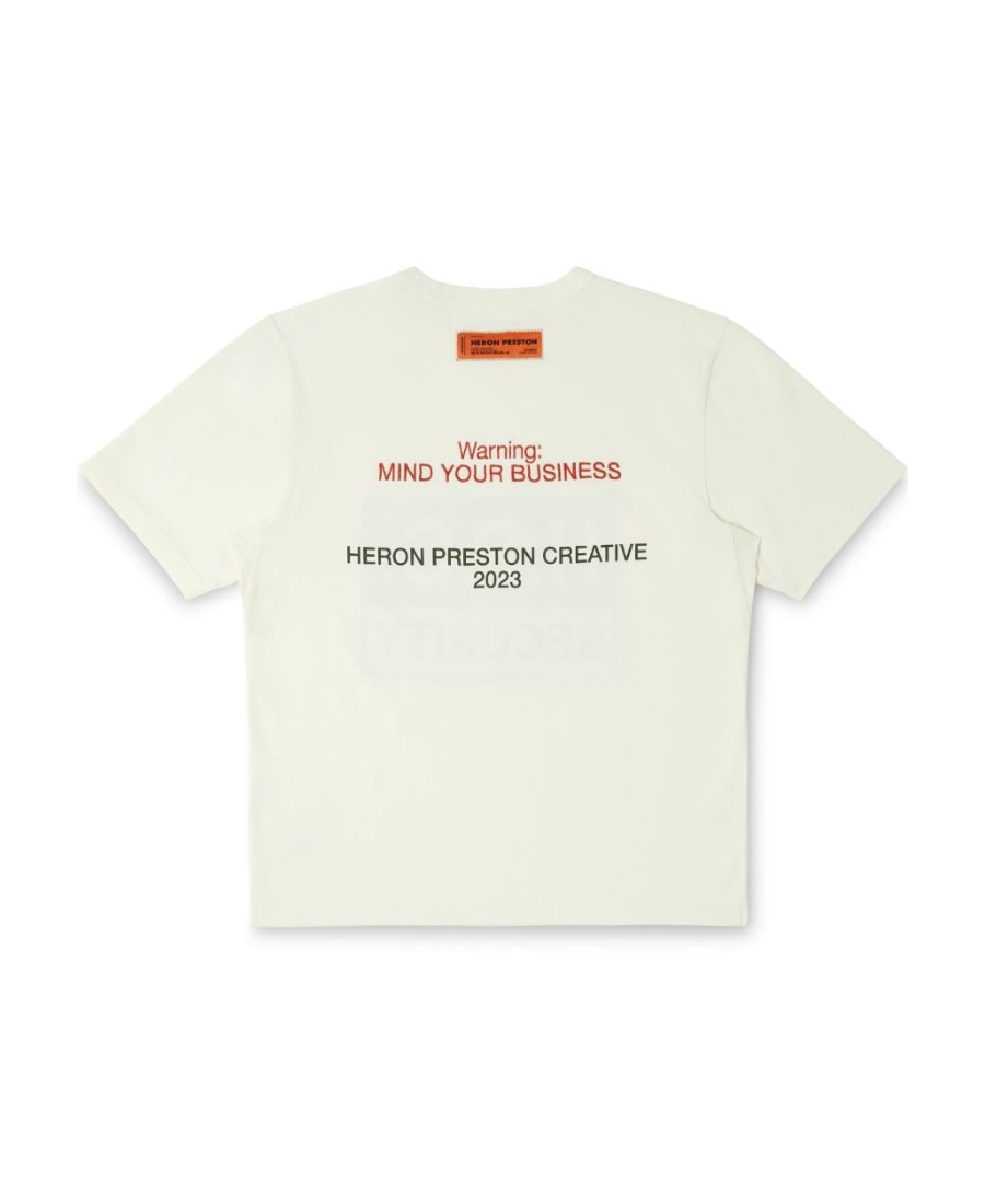 Heron Preston Cotton T-shirt With Contrasting Embroidery And Print In White