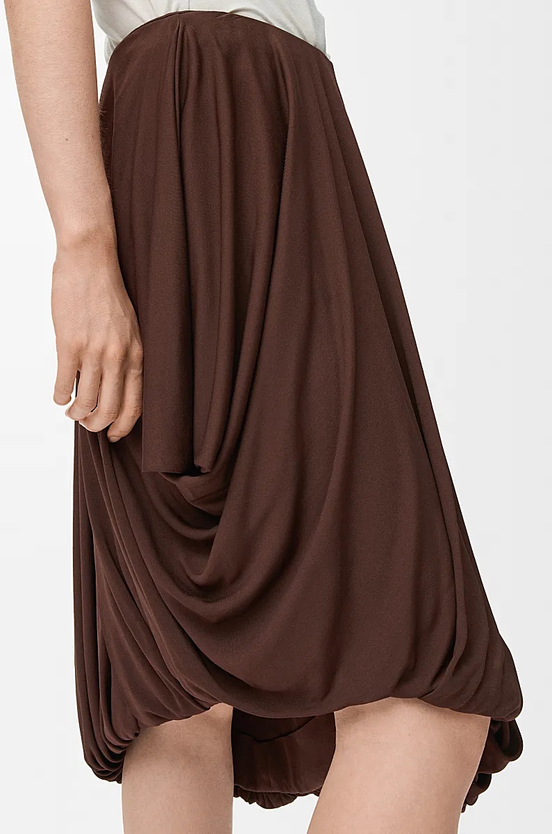Loewe Draped Viscose Skirt In Brown