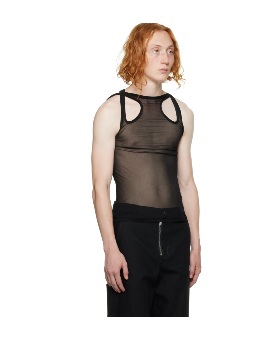 Dion Lee Shift Loop Sheer Tank Top In Black