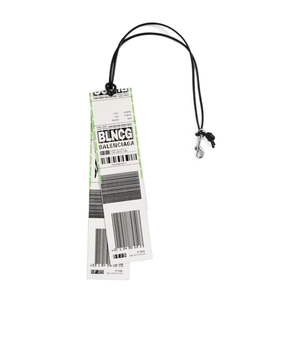 Balenciaga Charm/keychain Baggage Sticker In White/black/green