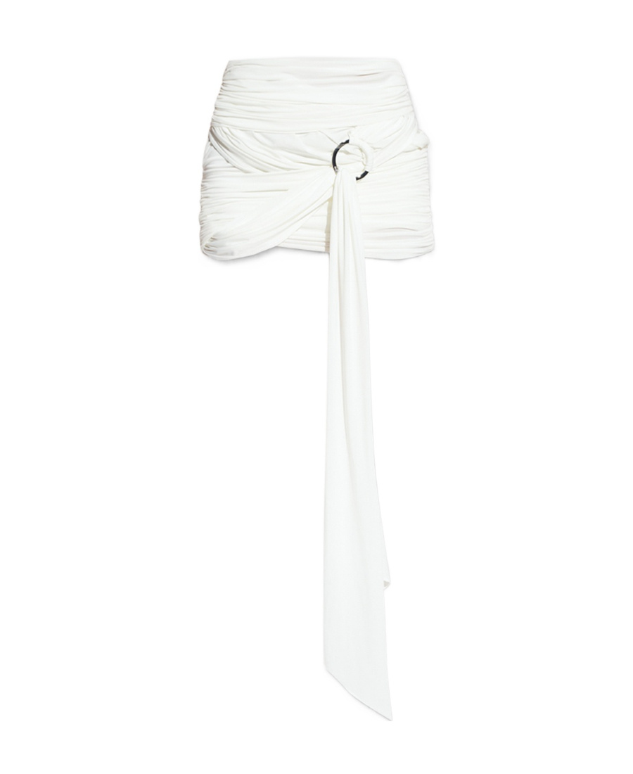 Attico Fran Second Skin Cascade Detail Jersey Miniskirt In White