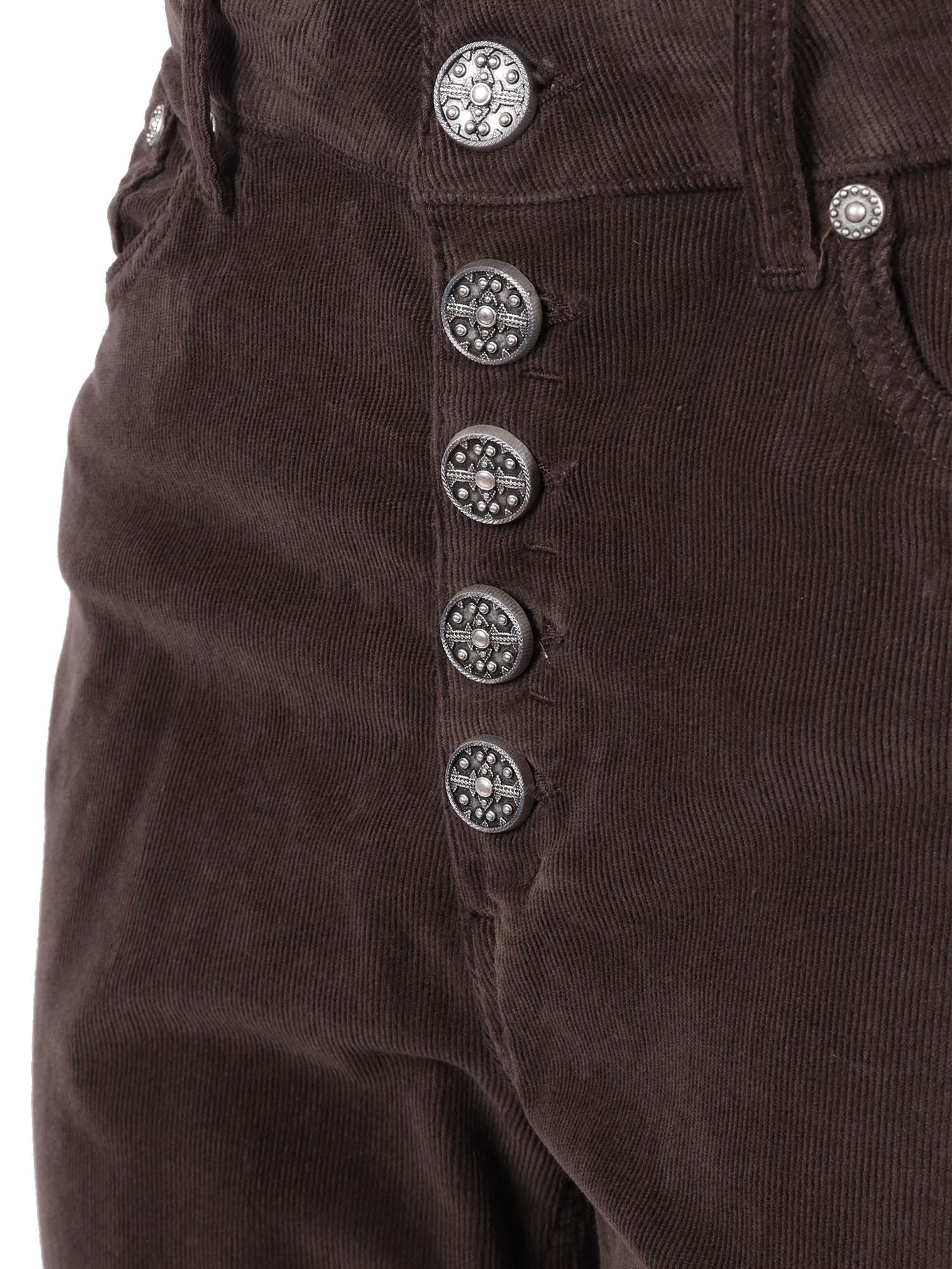 Dondup High-waisted Tapered Pants With Decorative Buttons In Brown