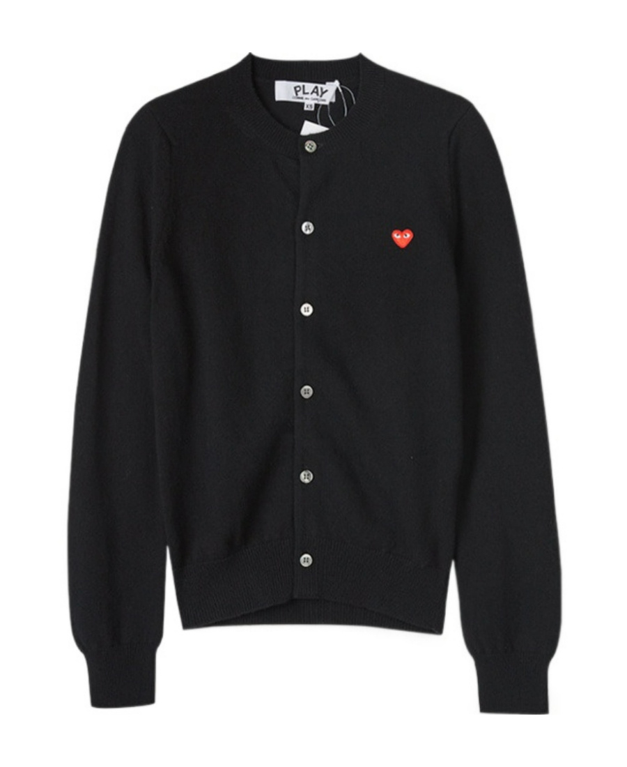Comme Des Garçons Play Logo-patch Buttoned-up Cardigan In Black