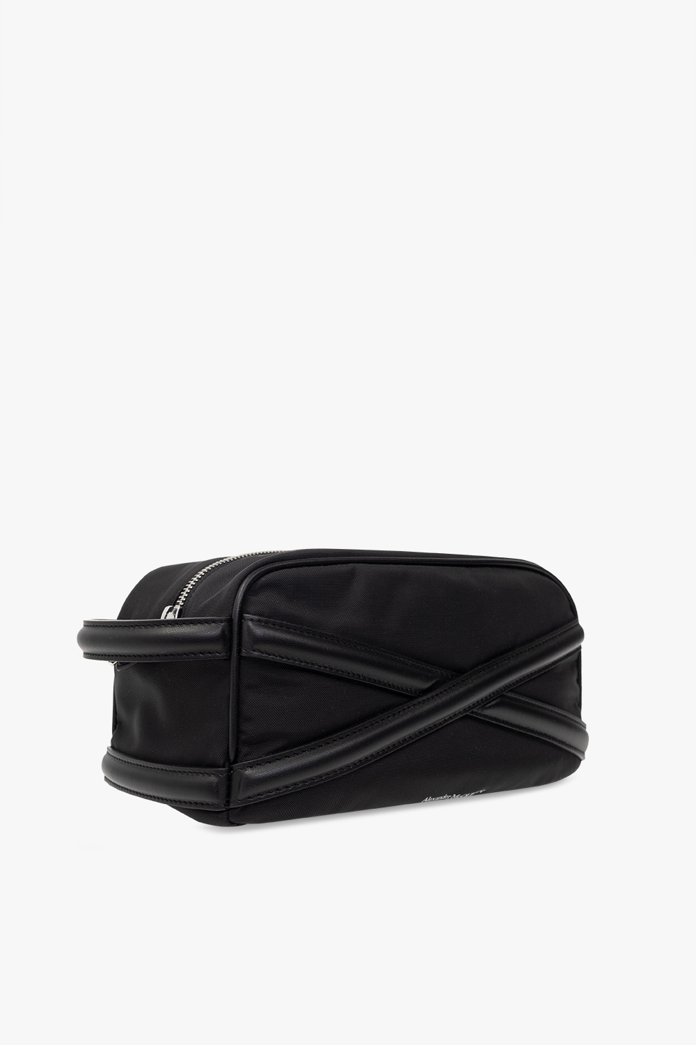 Alexander Mcqueen Black Beauty Case With Harness Detail In Fabric And Leather Man In Black