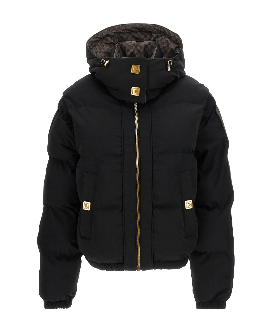 Balmain Mini Monogram Down Jacket In Black