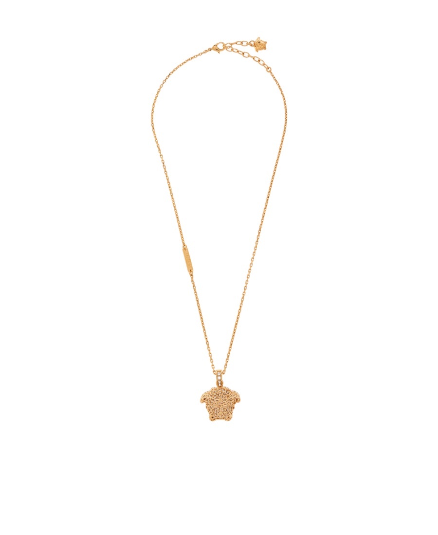 Versace Medusa Crystal-embellished Necklace In Yellow