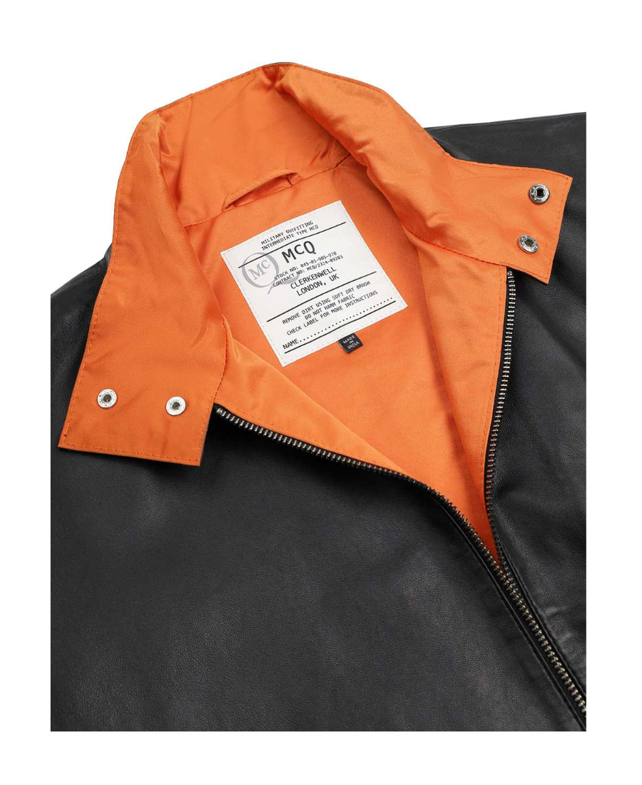 Mcq By Alexander Mcqueen Logo Leather Jacket In Black