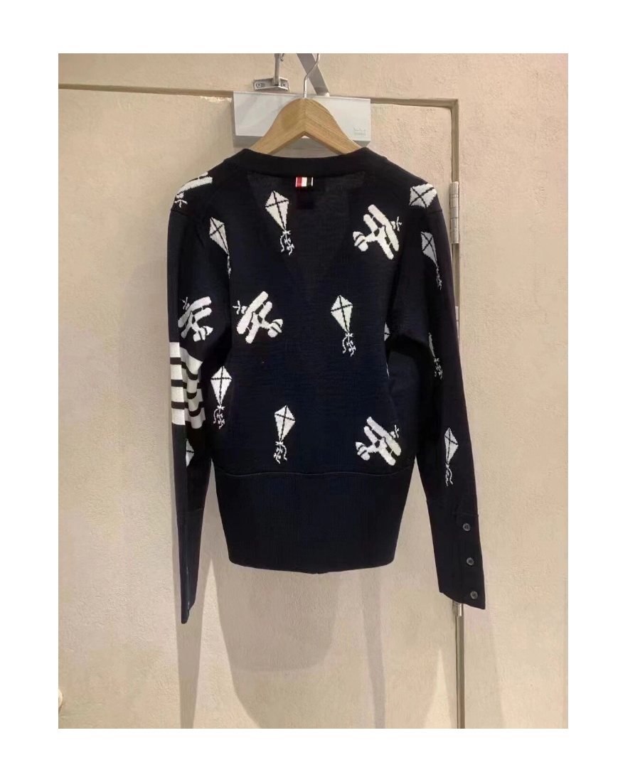 Thom Browne Intarsia-knit Cardigan In Black