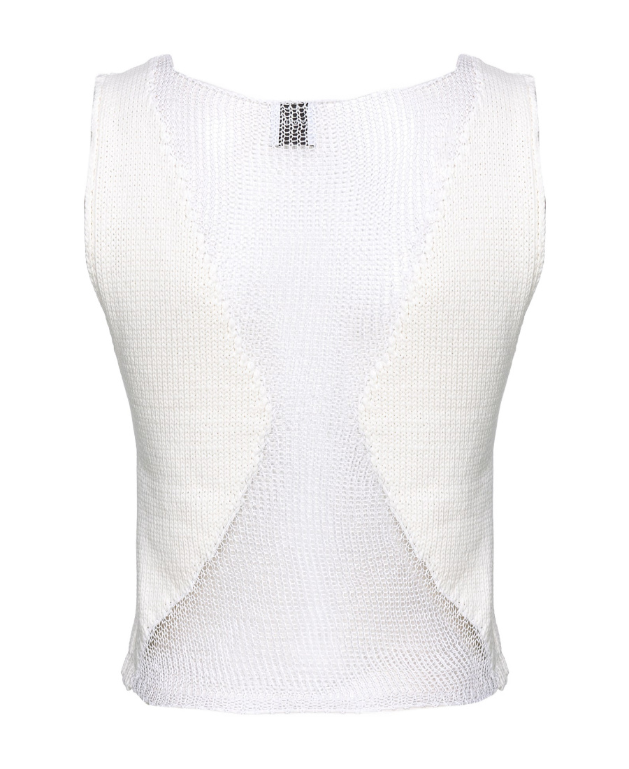 Pinko Top En Maille Filet Patchwork Transparent In White