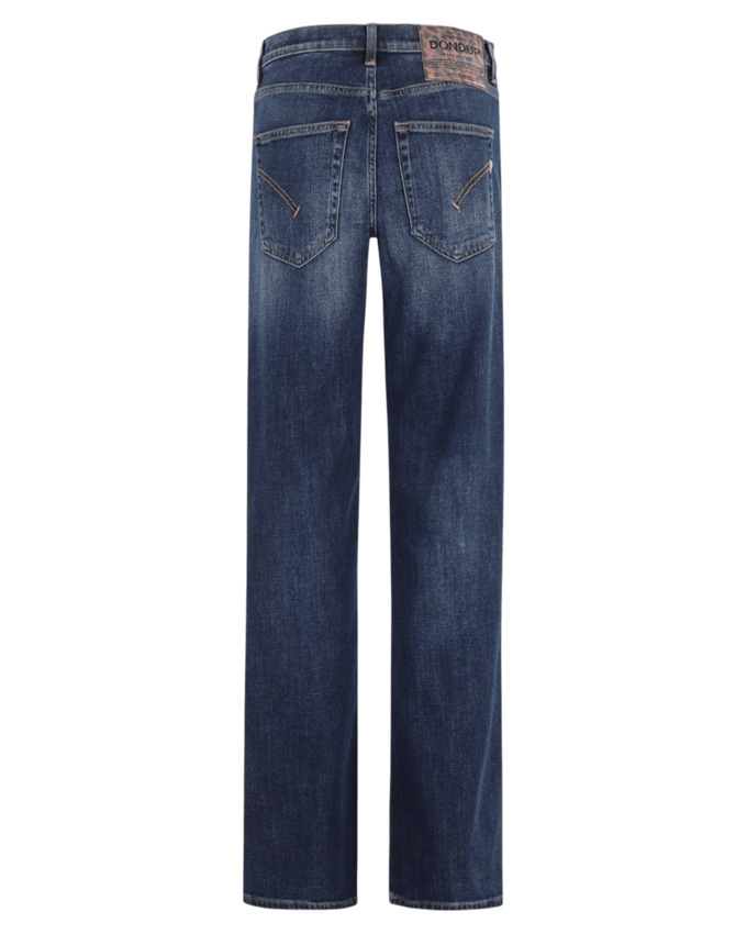 Dondup Medium Blue Straight-leg Jeans With Button Closure In Blue