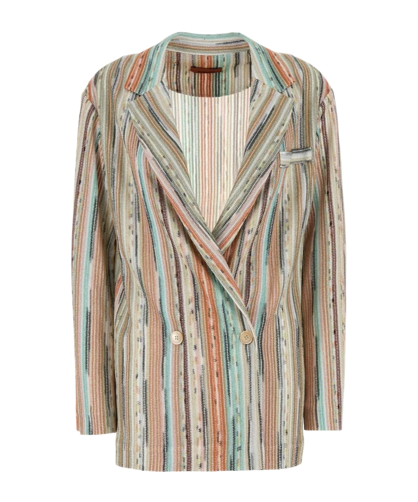 Shop Missoni Double-breasted Blazer In Nude