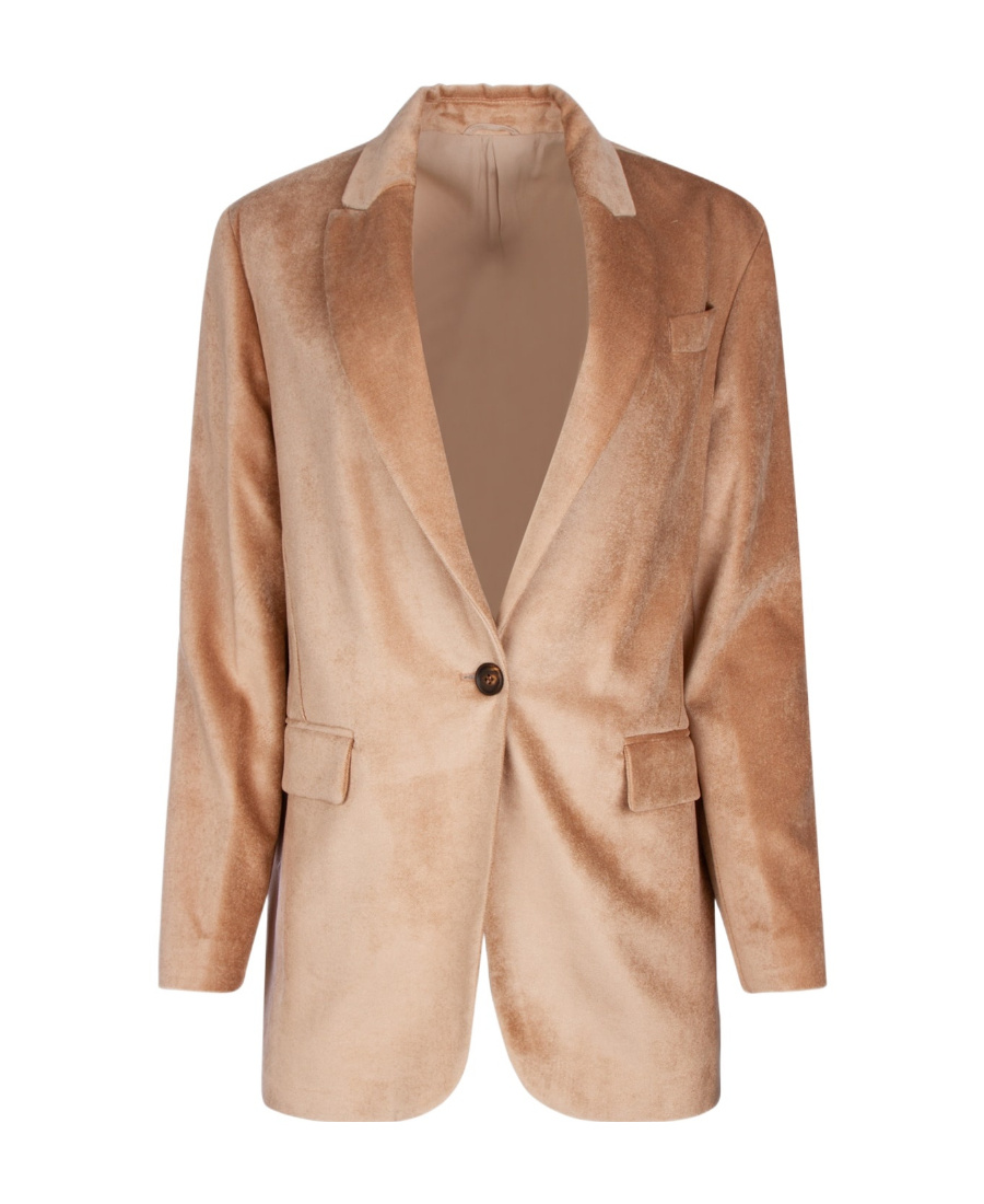 Shop Brunello Cucinelli Velvet Blazer In Nude