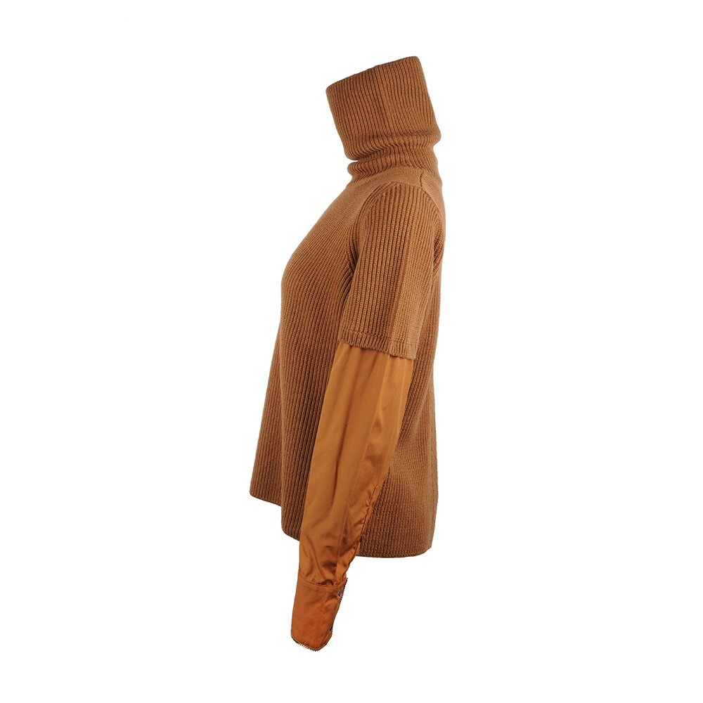 N°21 Stitched High-necked Sweater In Brown