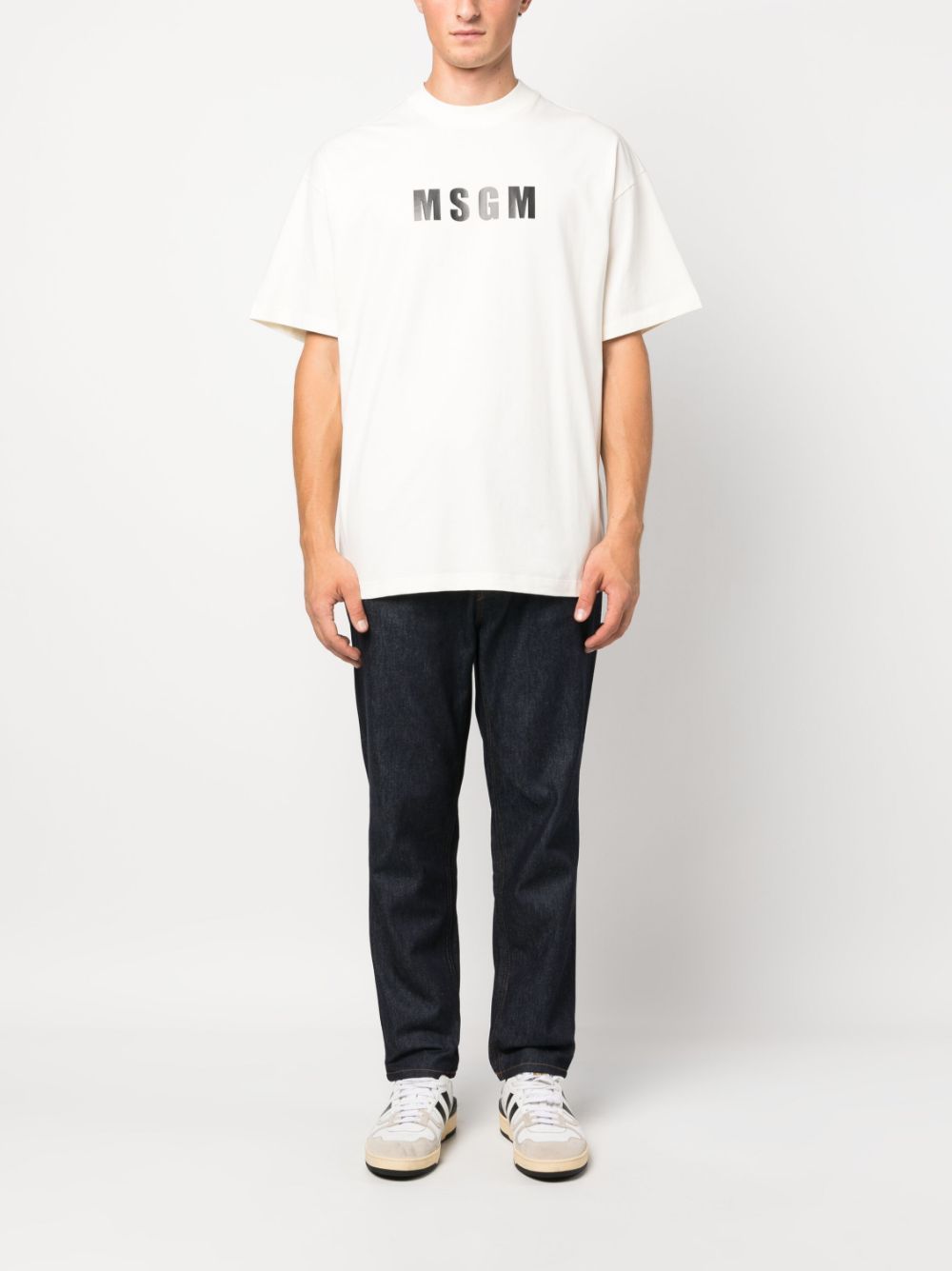 Msgm Logo-print Cotton T-shirt Clothing In White