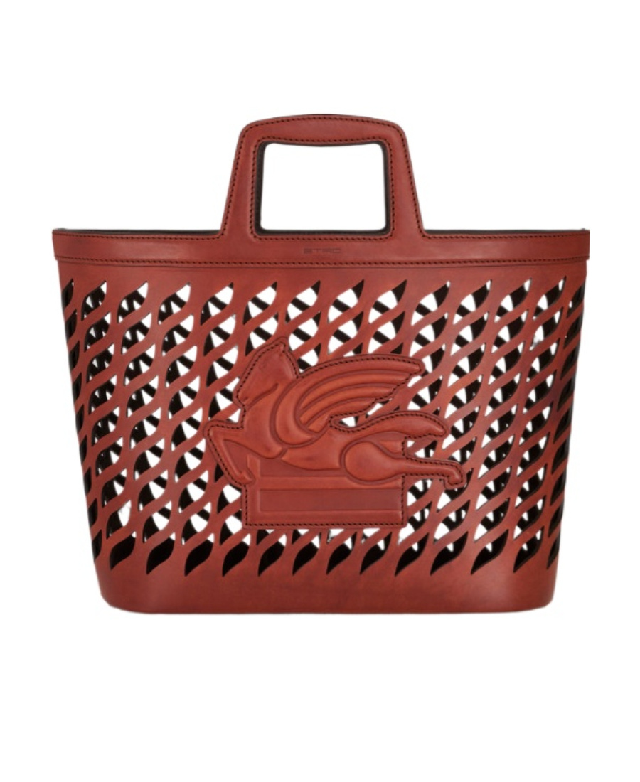 Etro Cut-out Lasered Tote With Top Handle In Red