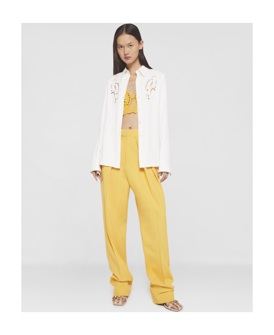 Stella Mccartney Petal Crochet Compact Crepe Shirt In White
