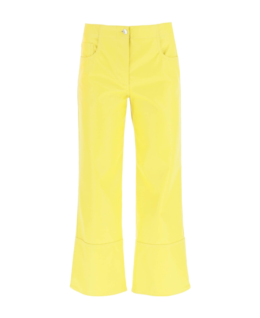 Msgm Wide-leg Cropped Trousers In Yellow