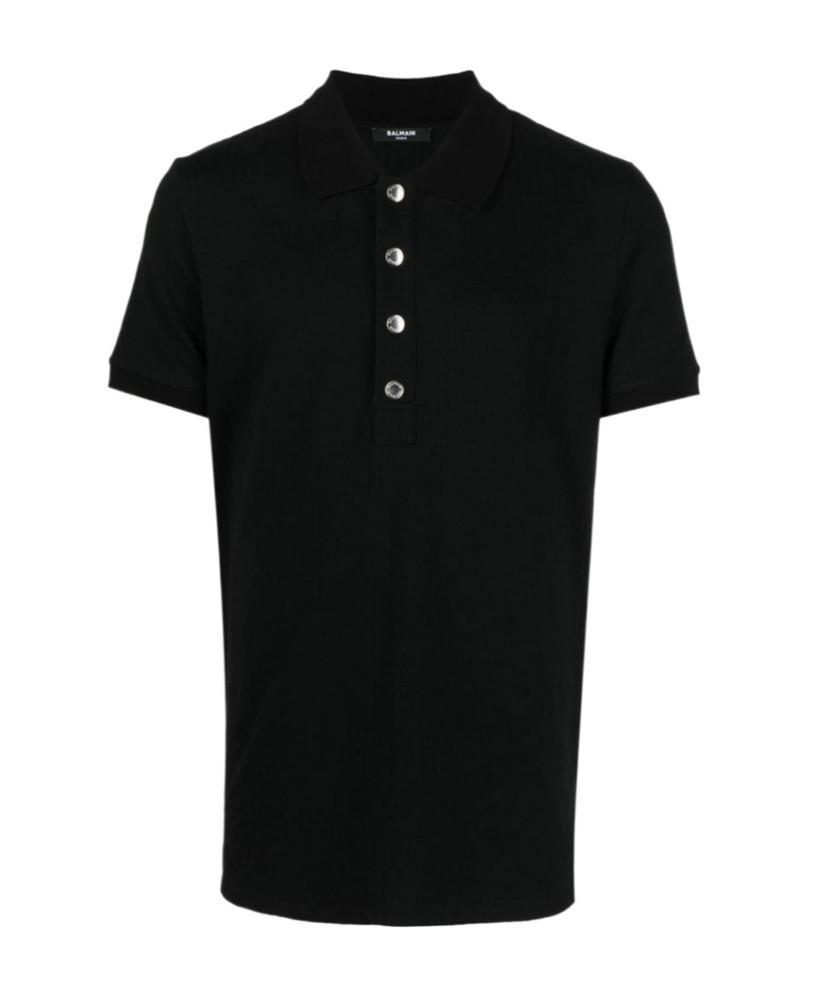Shop Balmain Embossed-buttons Polo Shirt In Black