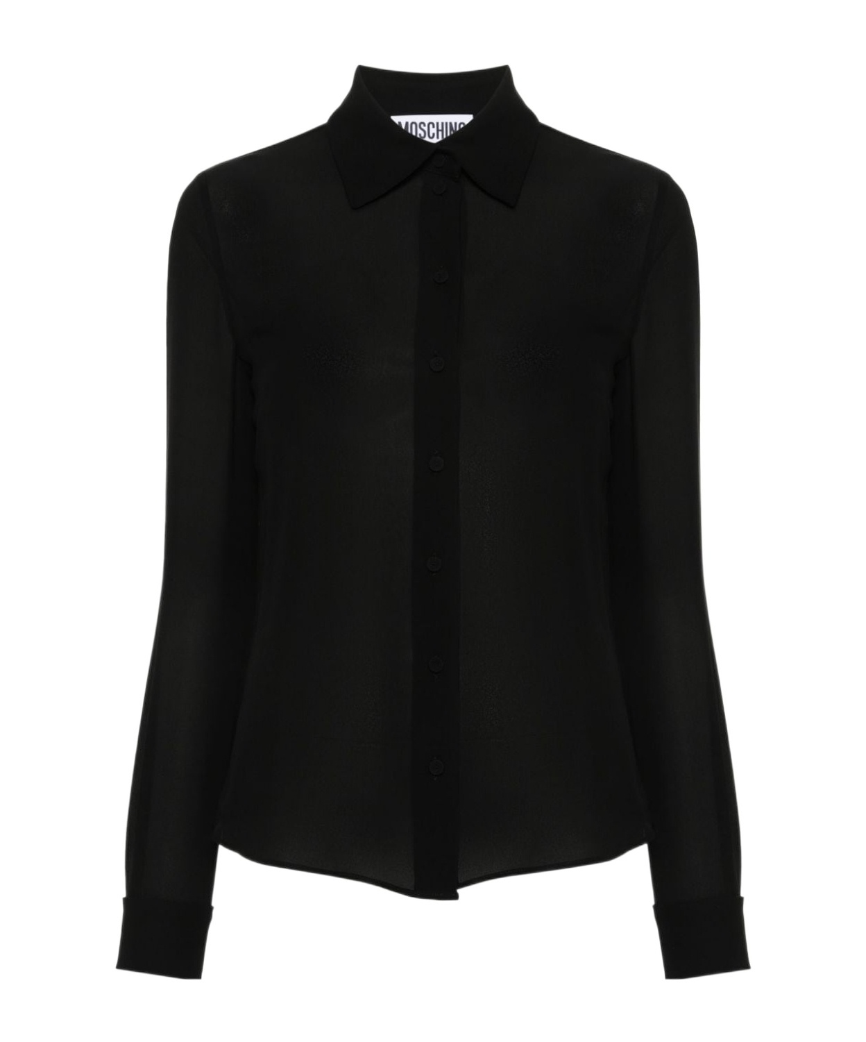 Moschino Long-sleeved Silk Shirt In Black