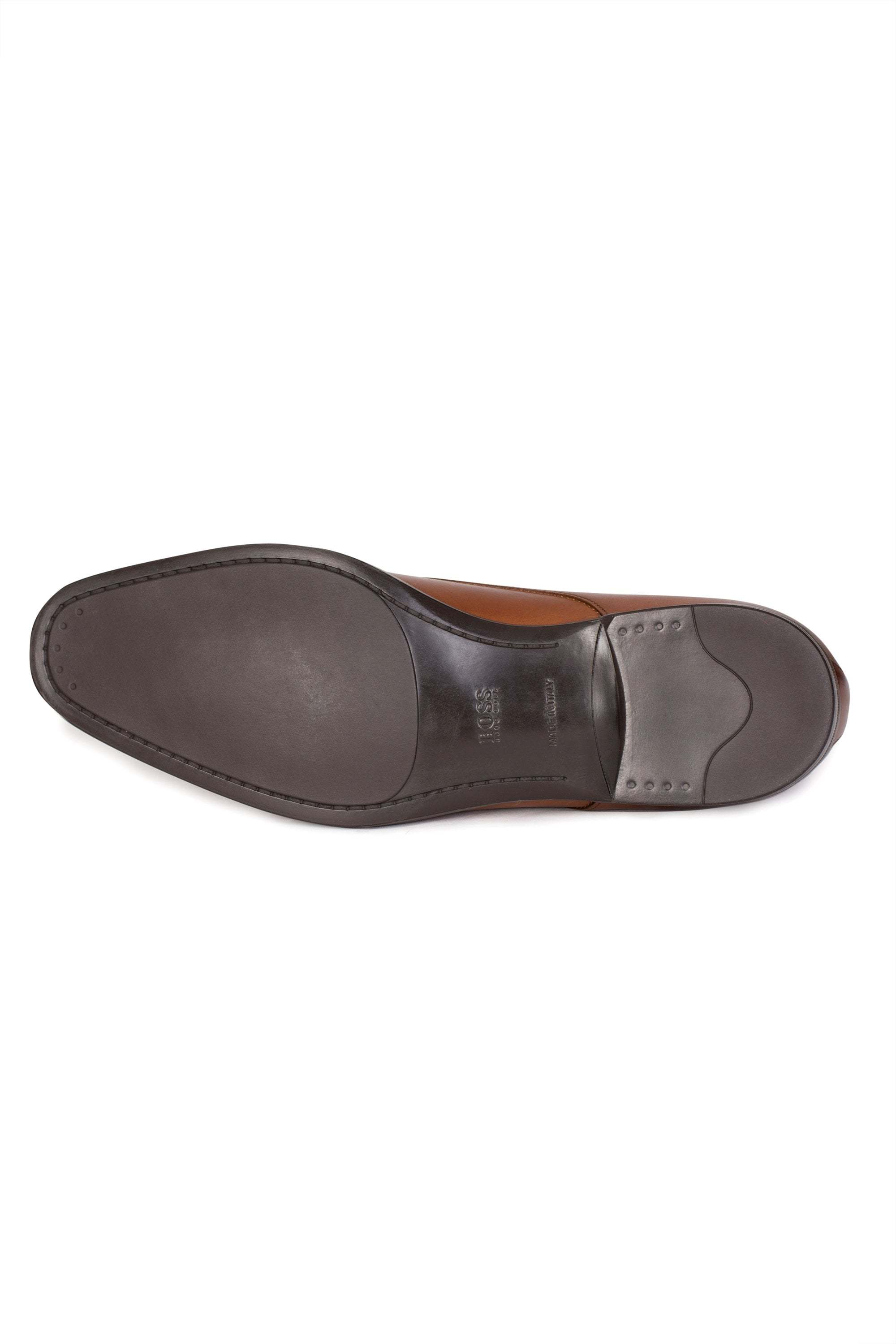 Hugo Boss Leather Derby Shoes With Rubber Sole In Brown