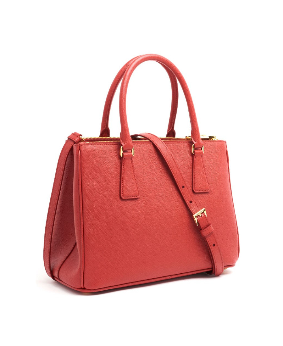 Shop Prada Galleria Saffiano Leather Medium Bag In Red