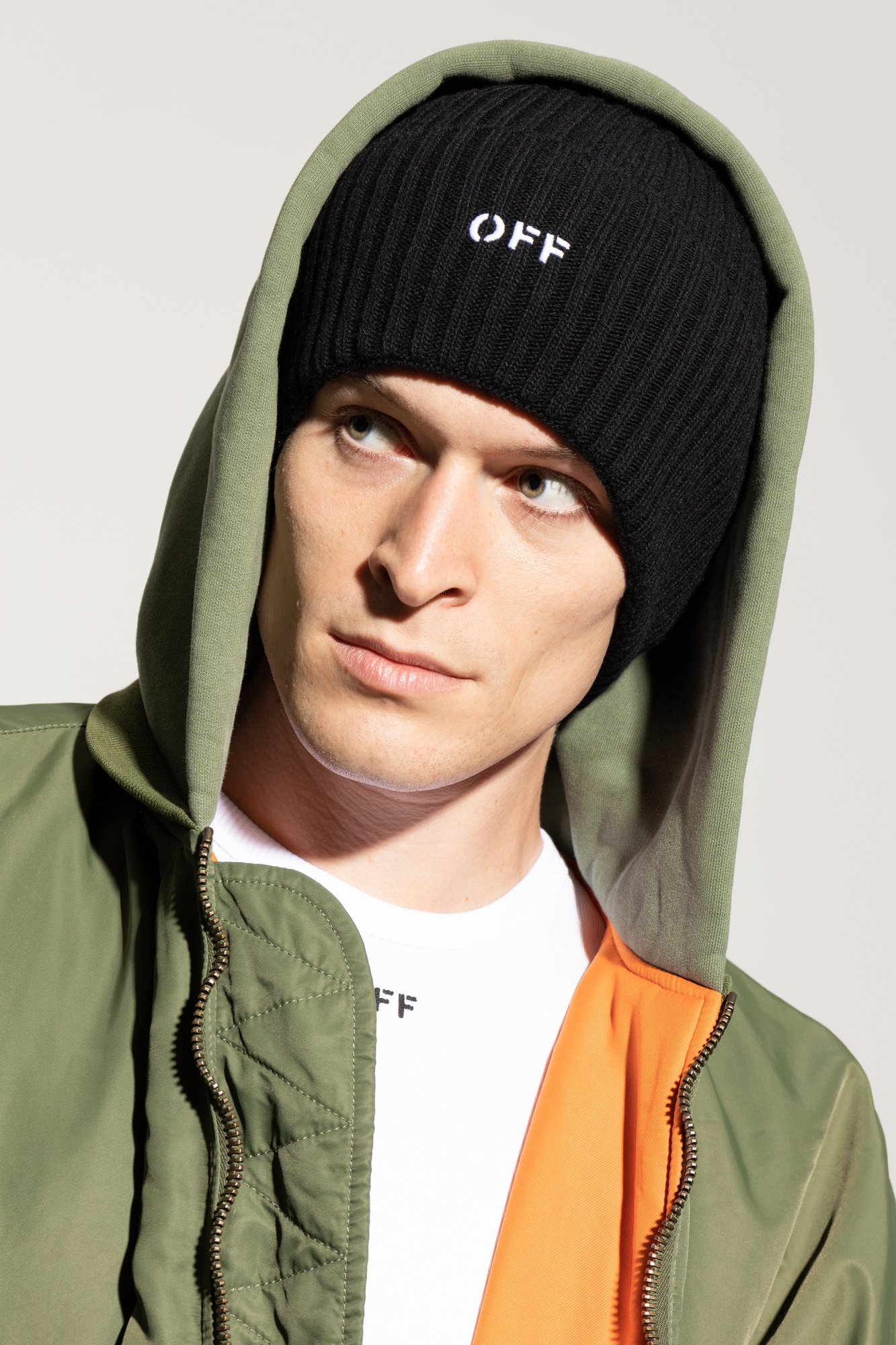 Off-white Off Stamp Wool Beanie In Black