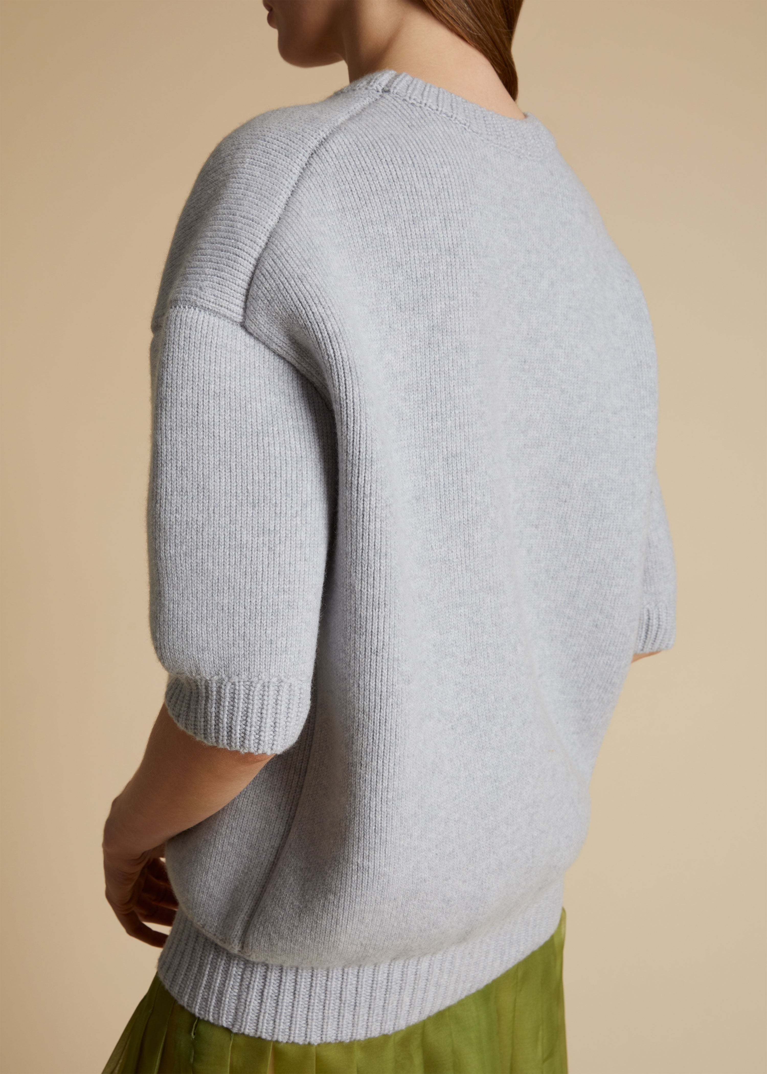 Khaite Davin Short Sleeve Cashmere Sweater In Multicolor