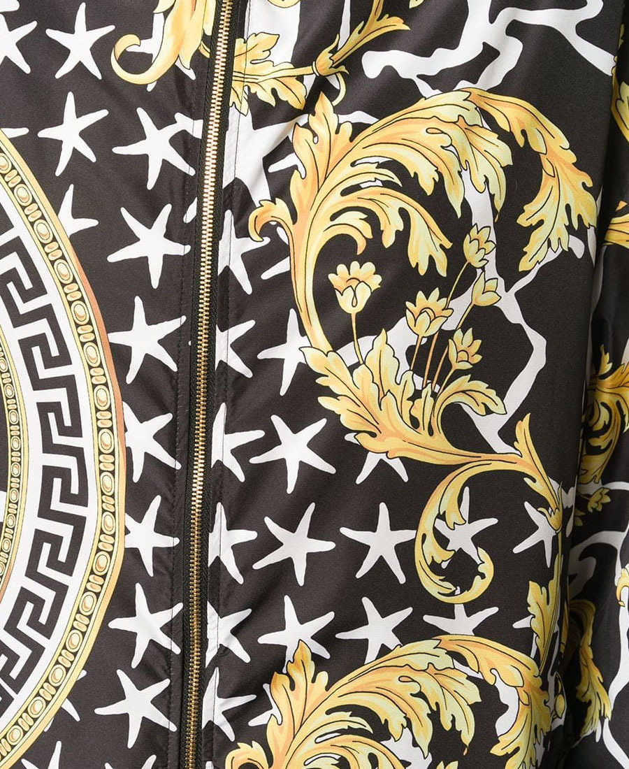 Versace Savage Baroque Printed Casual Jacket In Black