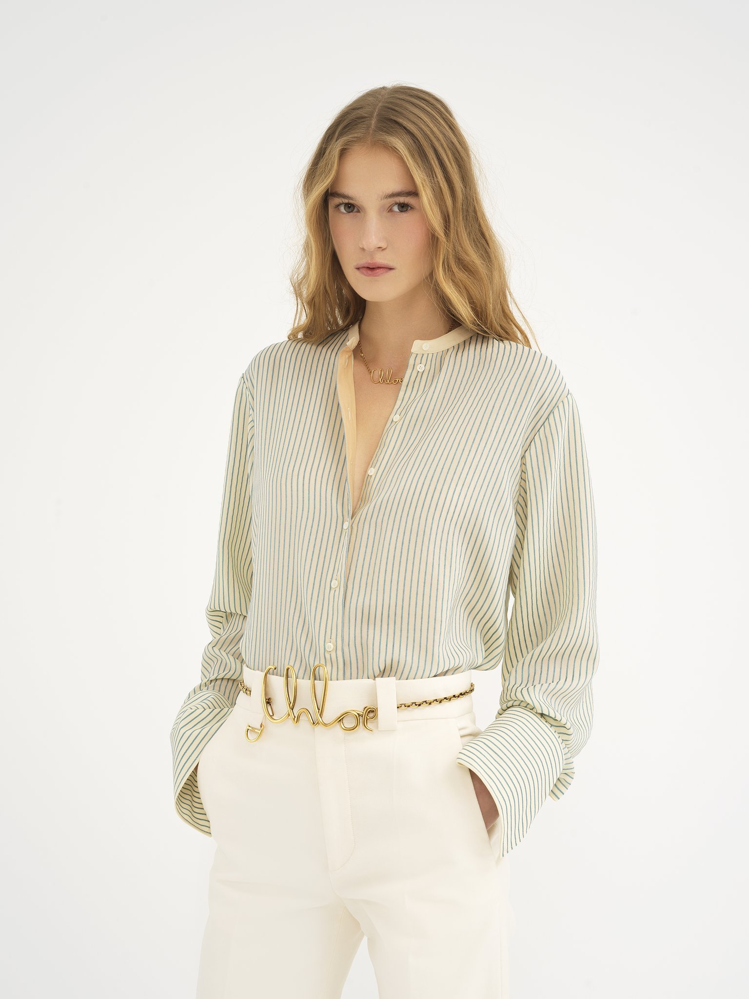 Chloé Oversized Silk Blouse In White