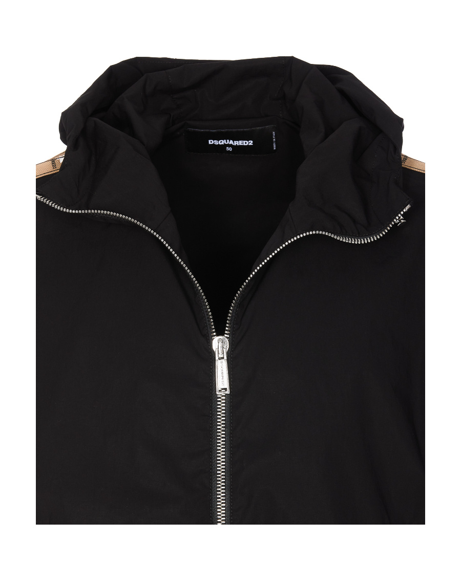 Dsquared2 Cotton Jacket With Coulisse And Band Logo In Black