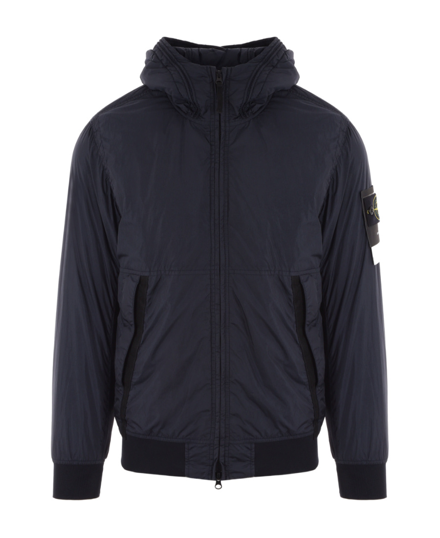 Stone Island Compass-patch Zip-up Jacket In Blue