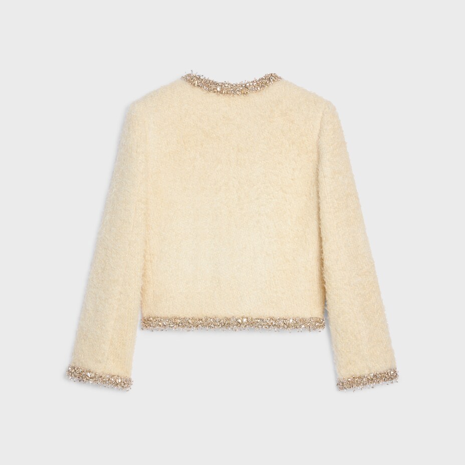 Celine Embroidered Chelsea Jacket In Silk Natté In Neutral