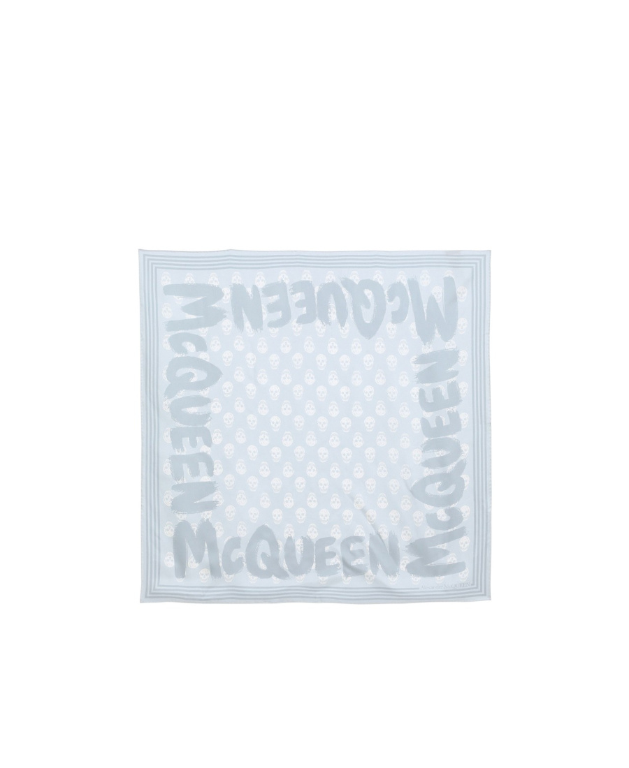 Alexander Mcqueen Graphic-print Silk Scarf In Blue