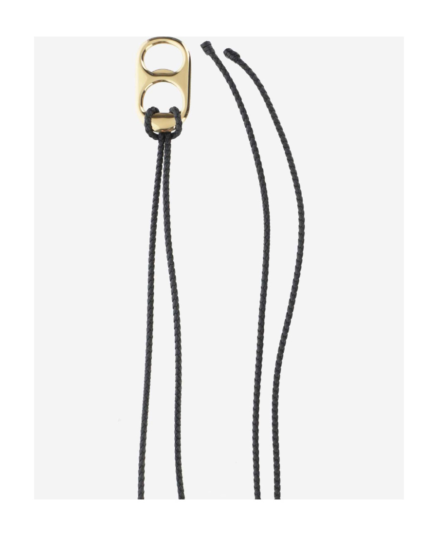 Bottega Veneta Logo Leather Strap In Black