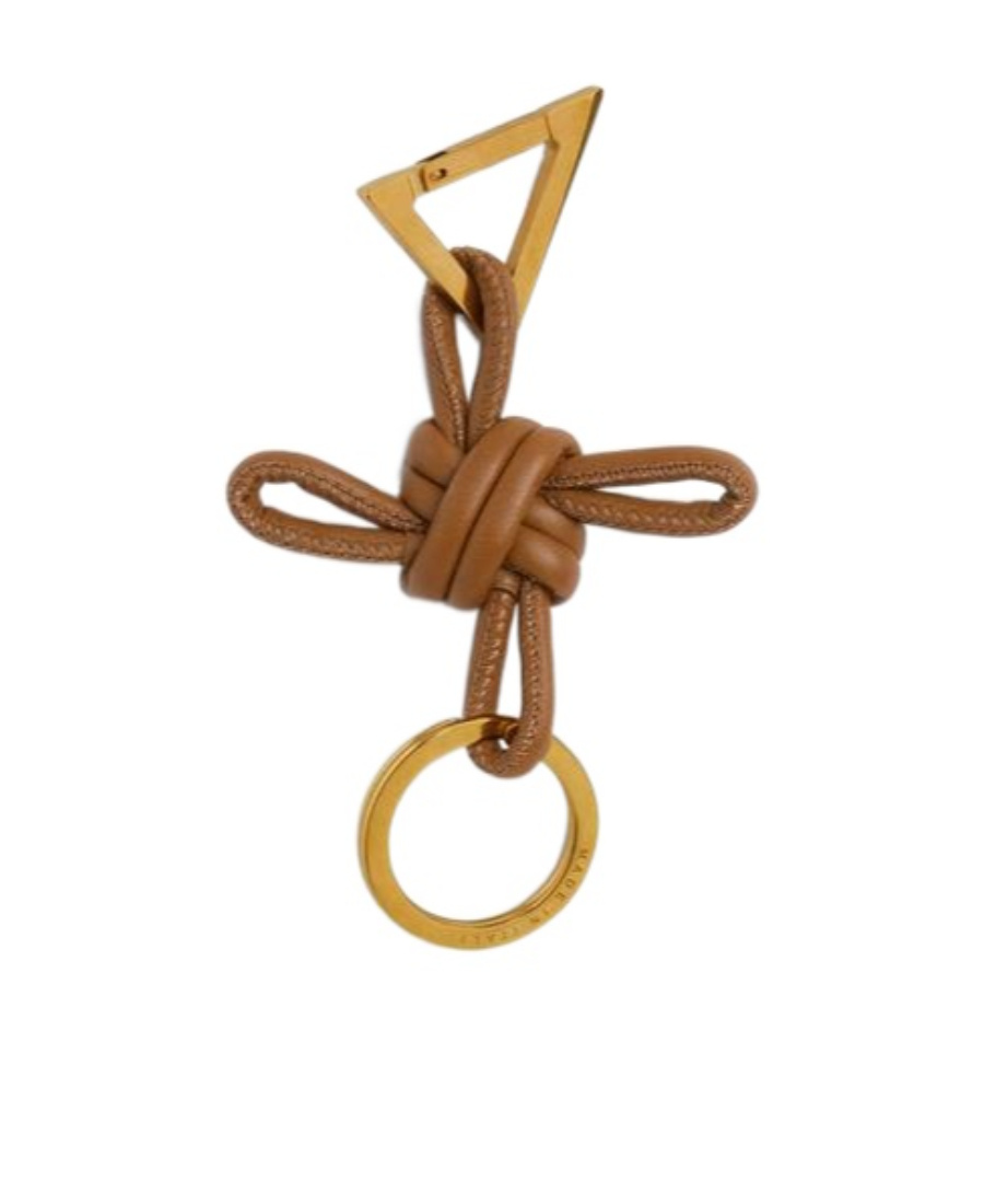 Bottega Veneta Knotted Cord Leather Key Ring In Brown