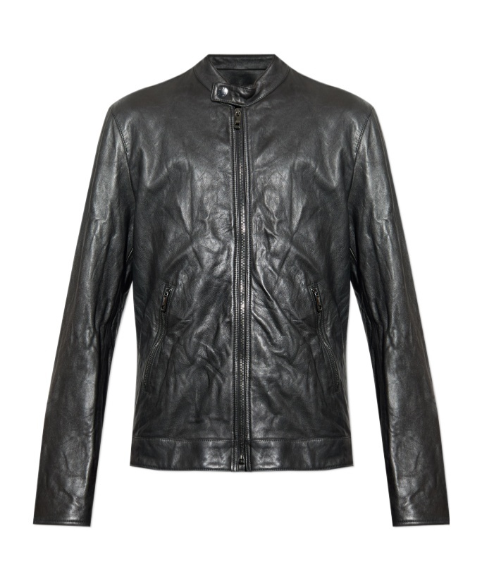 Dolce & Gabbana Zip Leather Jacket In Animal Print