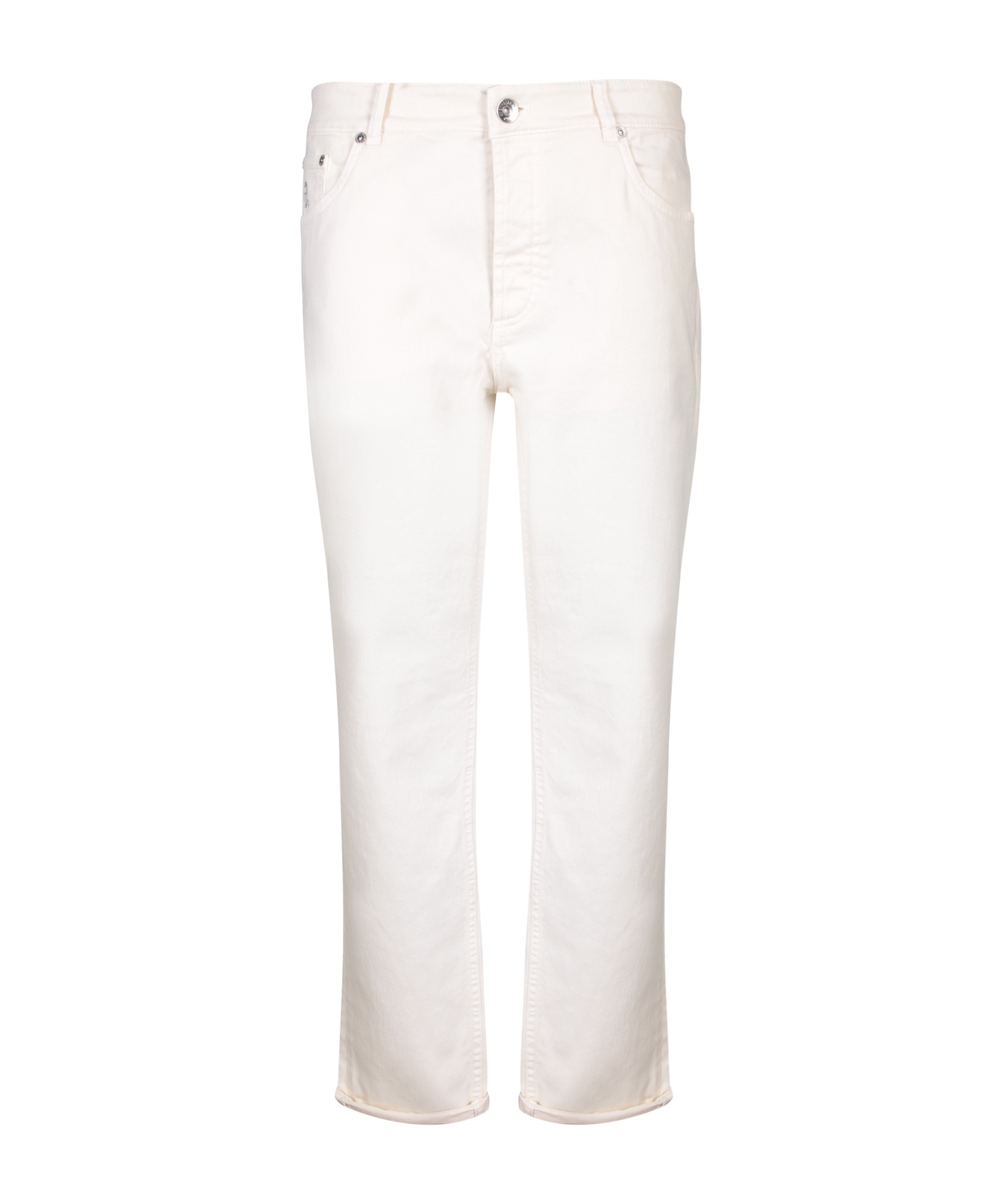 Brunello Cucinelli Five Pockets Cream Trousers In White