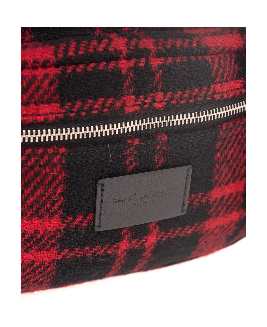 Saint Laurent Nuxx Tartan Belt Bag In Black