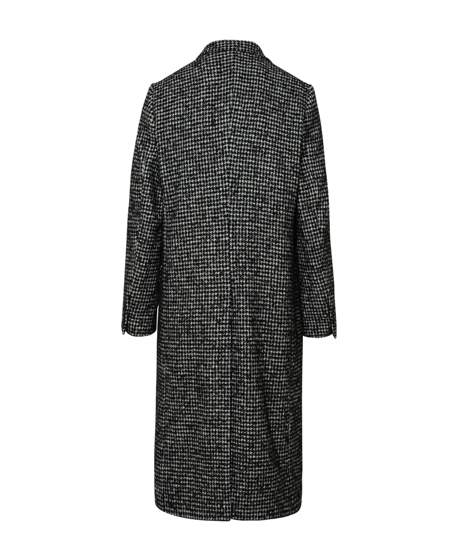Dolce & Gabbana Double-breasted Wool Houndstooth Coat In Black
