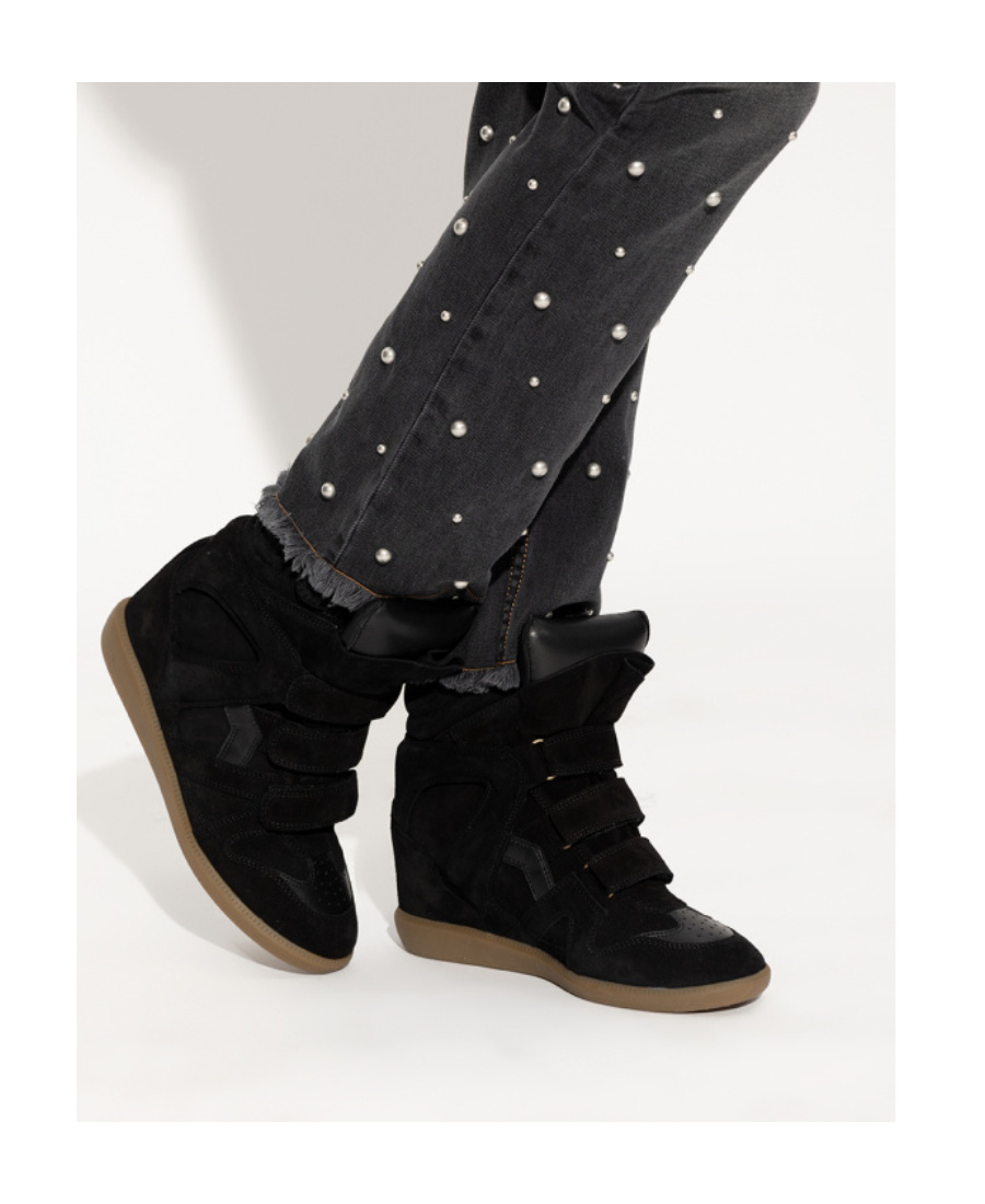 Isabel Marant Suede Bekett Wedge Sneakers 50 In Black