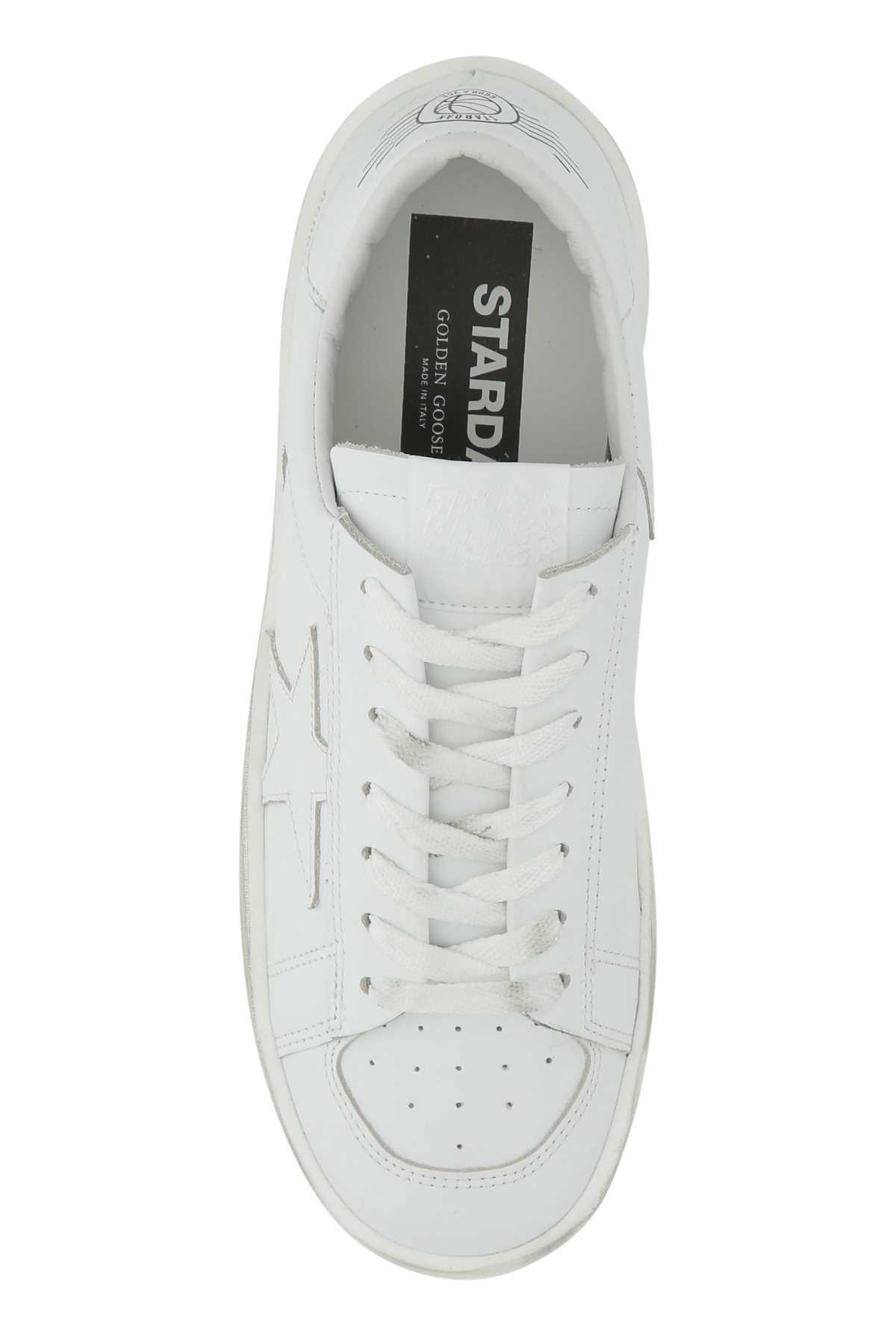 Golden Goose White Stardan Leather Sneakers With Star Motif In White